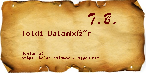 Toldi Balambér névjegykártya